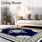 Classic Navy Floral Medallion Rug