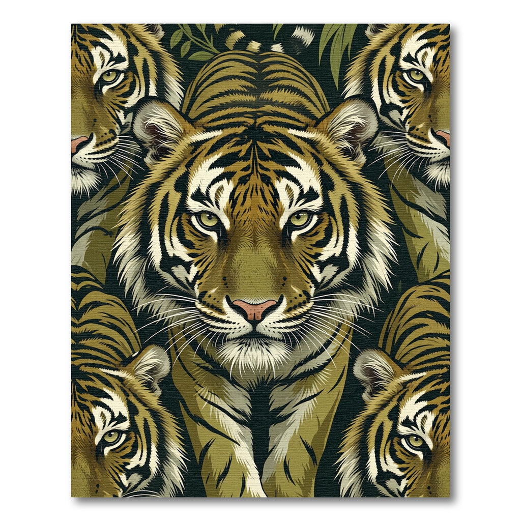 Bold Tiger Stripes Wild Animal Portrait Rug