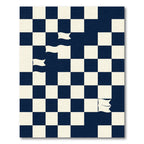 Navy and Cream Geometric Floating Flag Rug