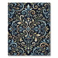 Ornate Black Floral Accented Swirls Rug