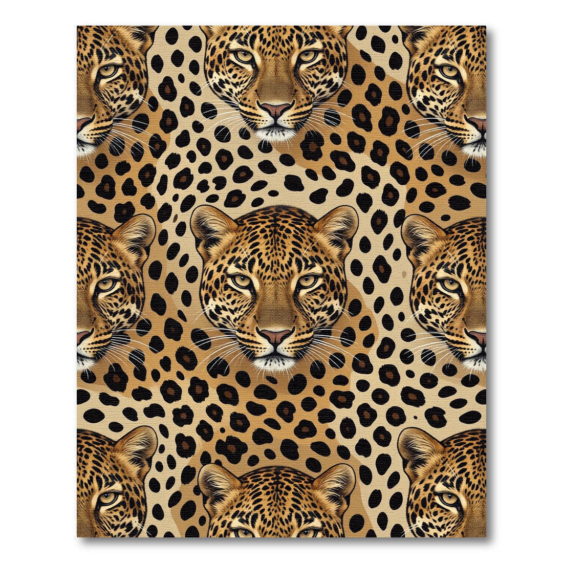 Bold Tan Leopard Head Repeat Rug