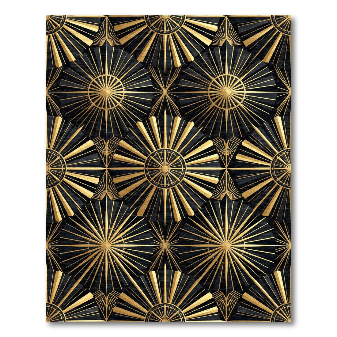 Black Gold Art Deco Sunburst Rug