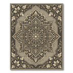 Ornate Golden Leaf Medallion Rug
