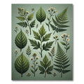 Botanical Sage Pressed Fern Leaf Illustration Rug