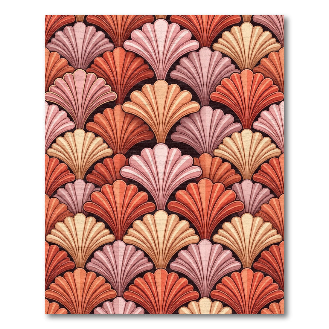 Art Deco Coral Fan Shapes Rug