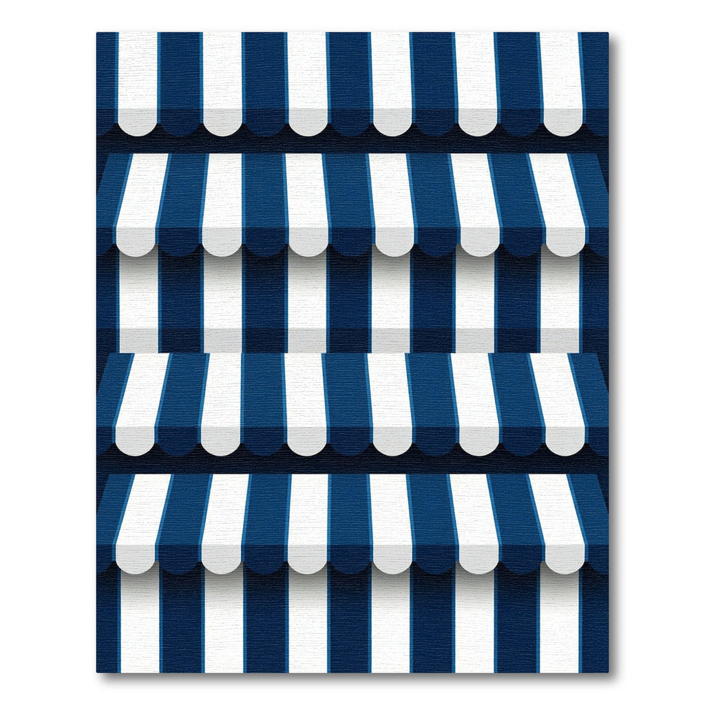 Navy Blue White Nautical Striped Awning Rug