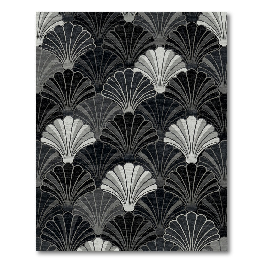Monochromatic Scale Fan Art Deco Rug