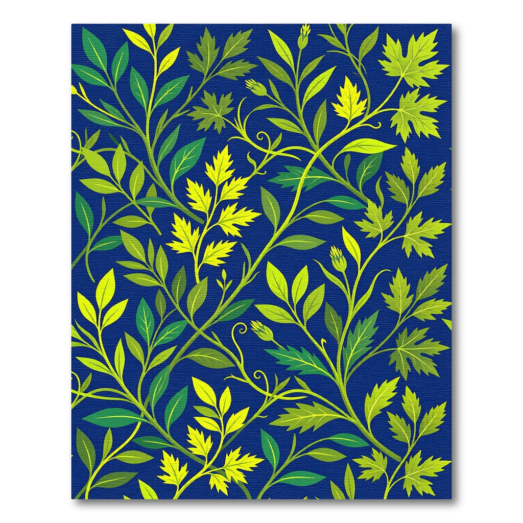 Lush Botanical Leaves in Electric Blue Rug