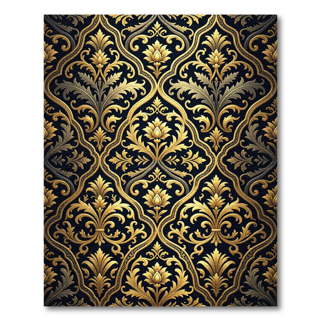 Antique Gold Elaborate Floral Scroll Rug