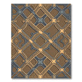 Ornate Brown Gold Blue Lattice Rug