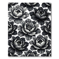 Dark Monochrome Floral Petal Repeat Rug