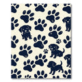 Playful Navy Puppy and Paw Silhouette Rug