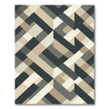 Geometric Abstract Wood Tone Interlocking Shapes Rug