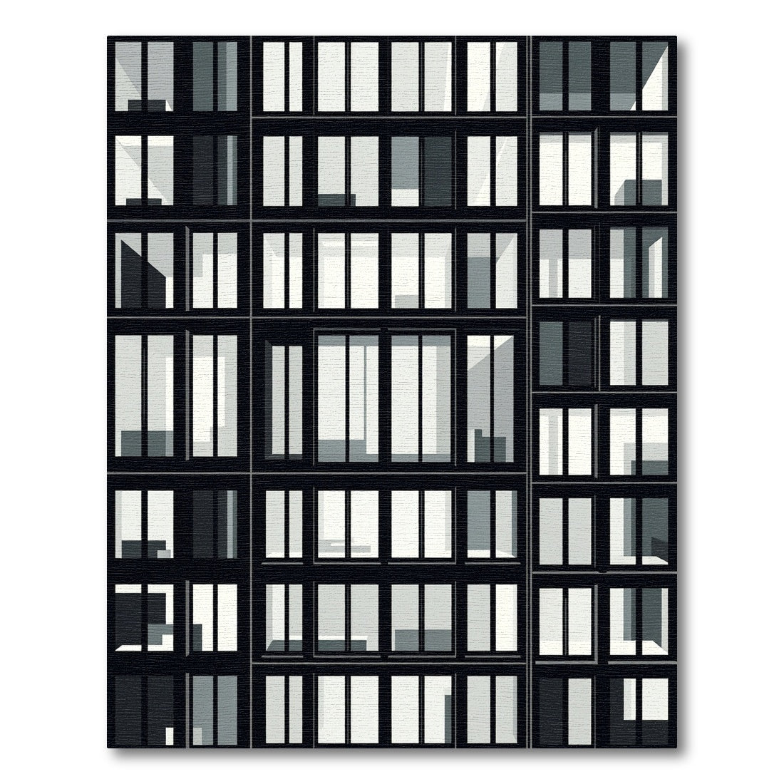 Modern Black White Geometric Grids Rug