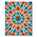 Vibrant Teal Coral Burst Sunburst Rug