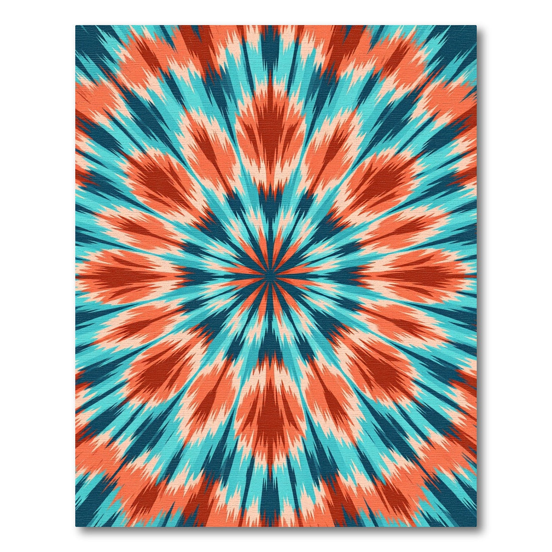 Vibrant Teal Coral Burst Sunburst Rug
