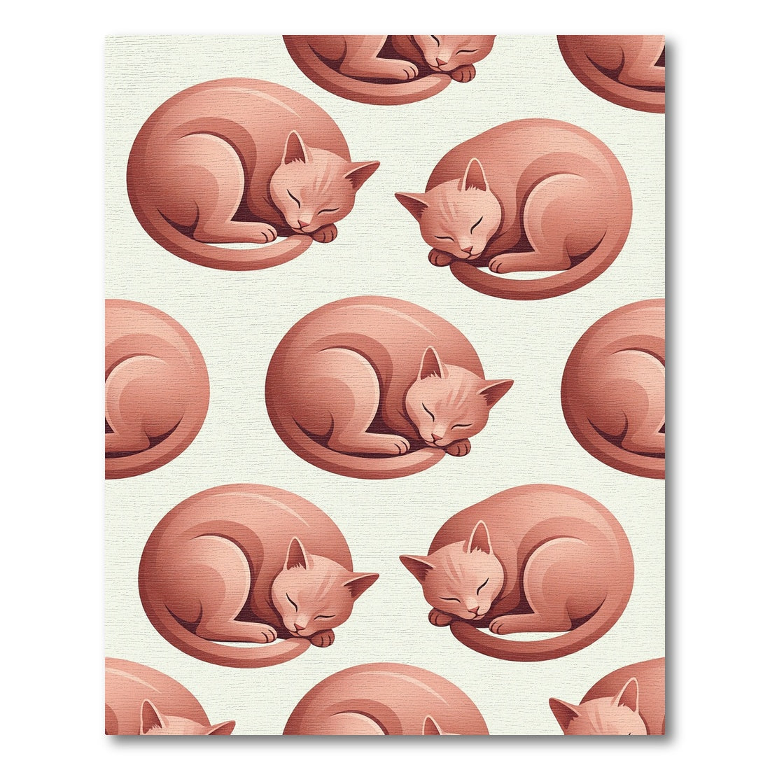Peach Sleeping Cats Repeating Pattern Rug