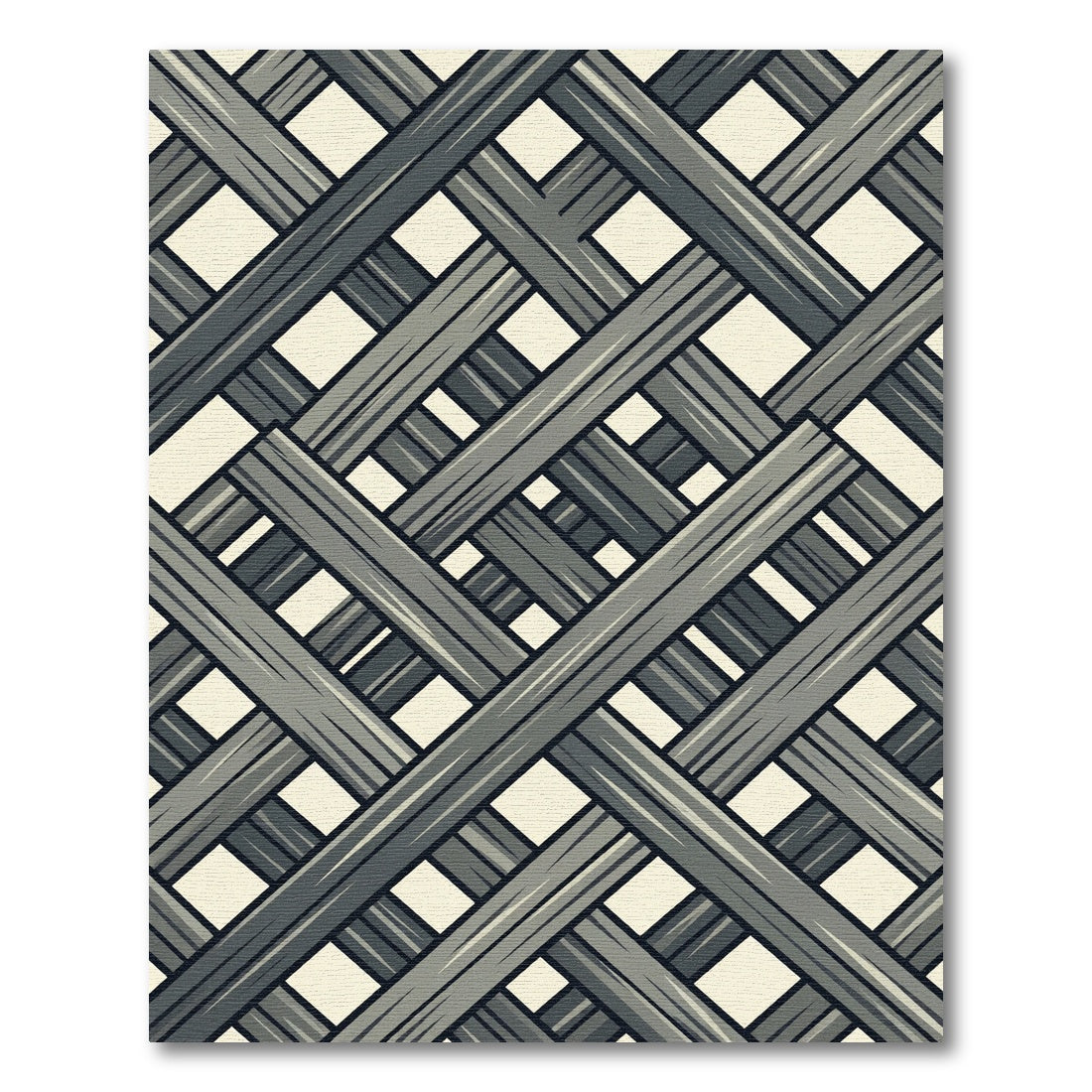 Gray Intersecting Wood Grain Effect Rug