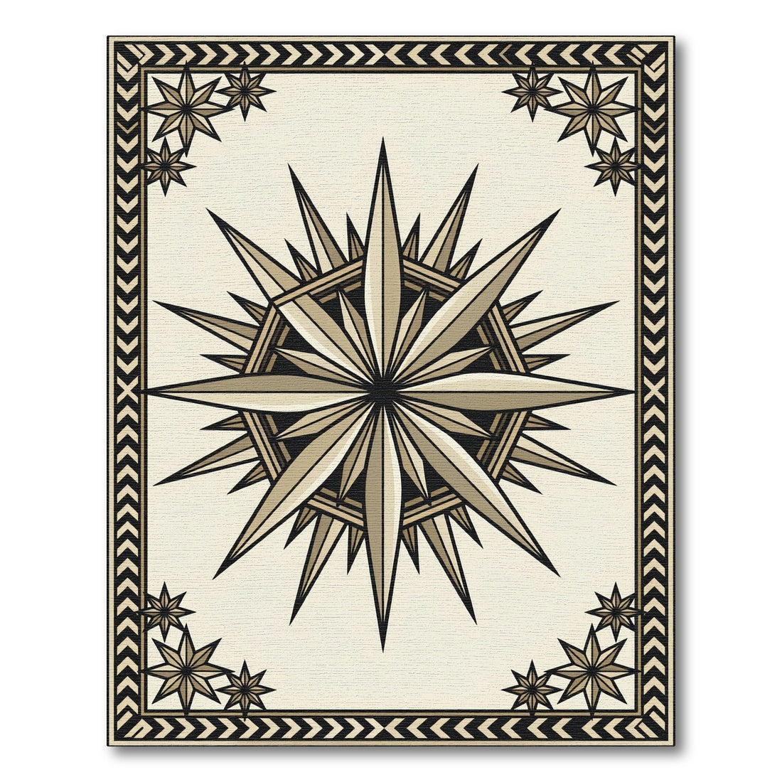 Golden Starburst Compass Medallion Rug