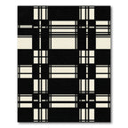 Modern Black and Beige Grid Tartan Rug