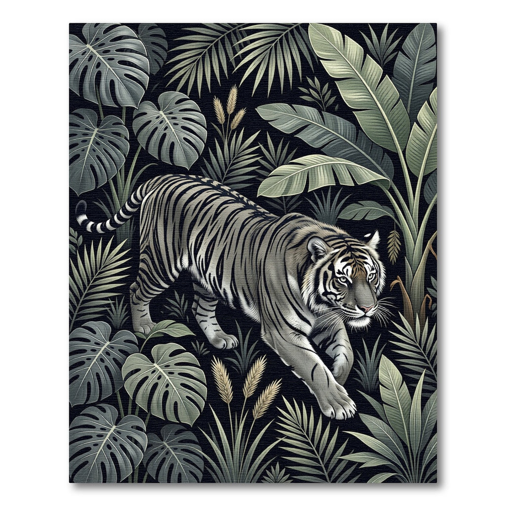 Majestic Tiger Amidst Lush Jungle Foliage Rug