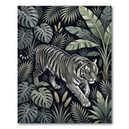 Majestic Tiger Amidst Lush Jungle Foliage Rug