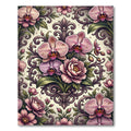 Ornate Romantic Orchid and Peony Scroll Rug