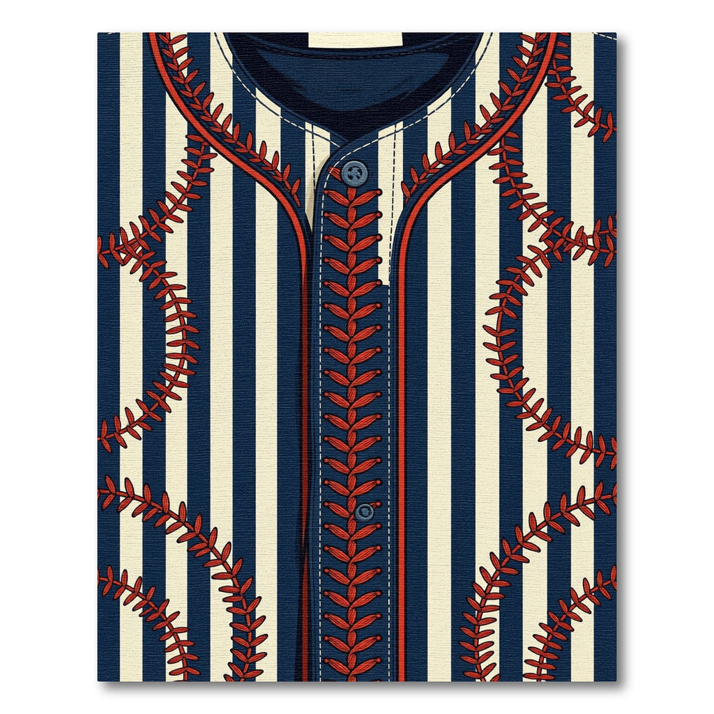Navy Striped Baseball Stitched Area Rug