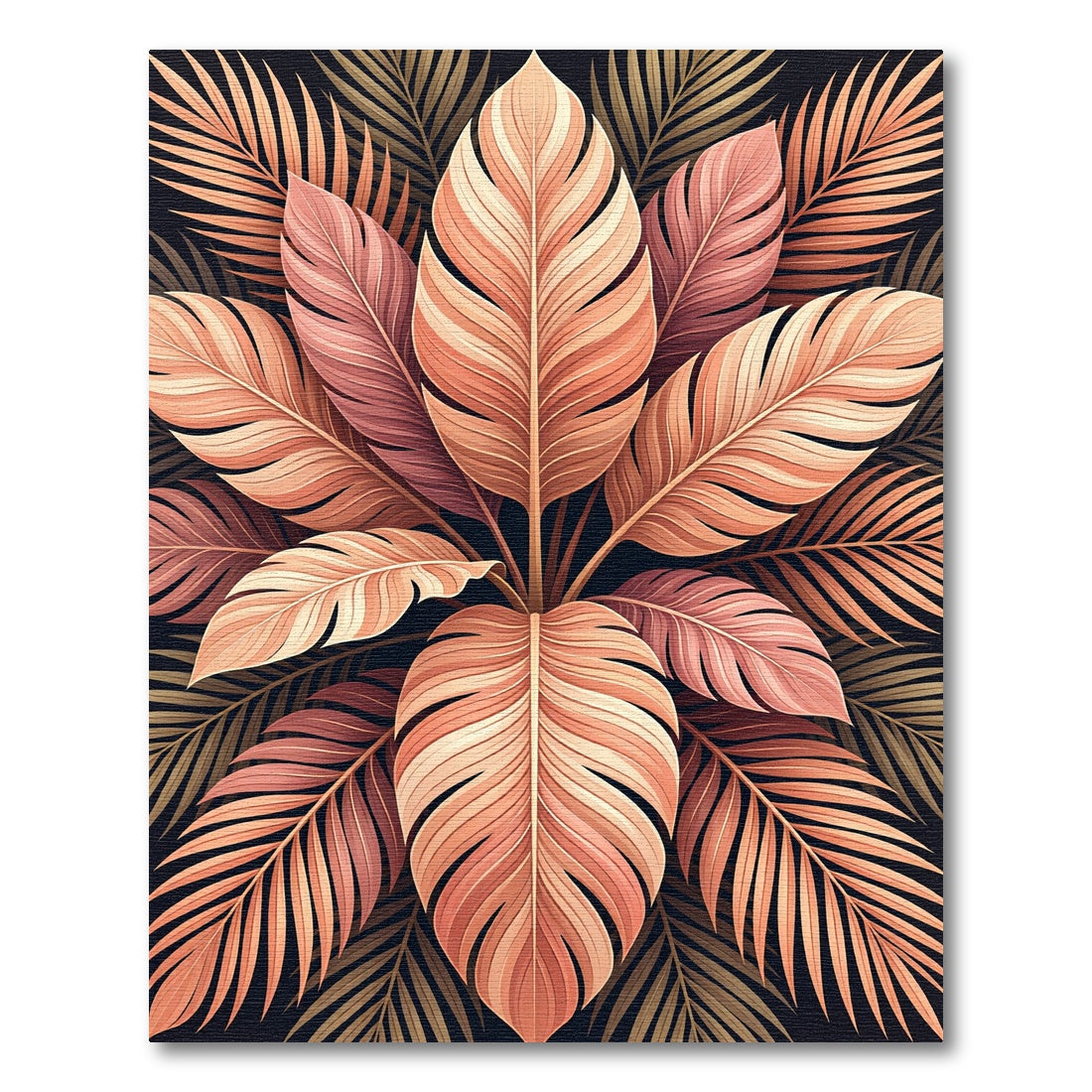Terracotta Leaf Arrangement Tropical Rug