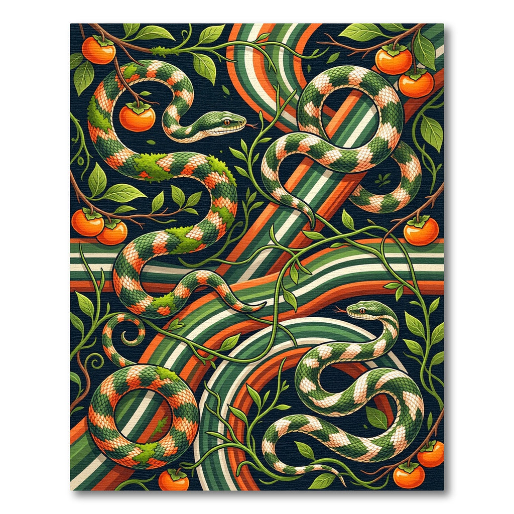 Serpentine Garden Orange and Green Floral Rug