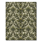 Sage Green Victorian Botanical Damask Rug