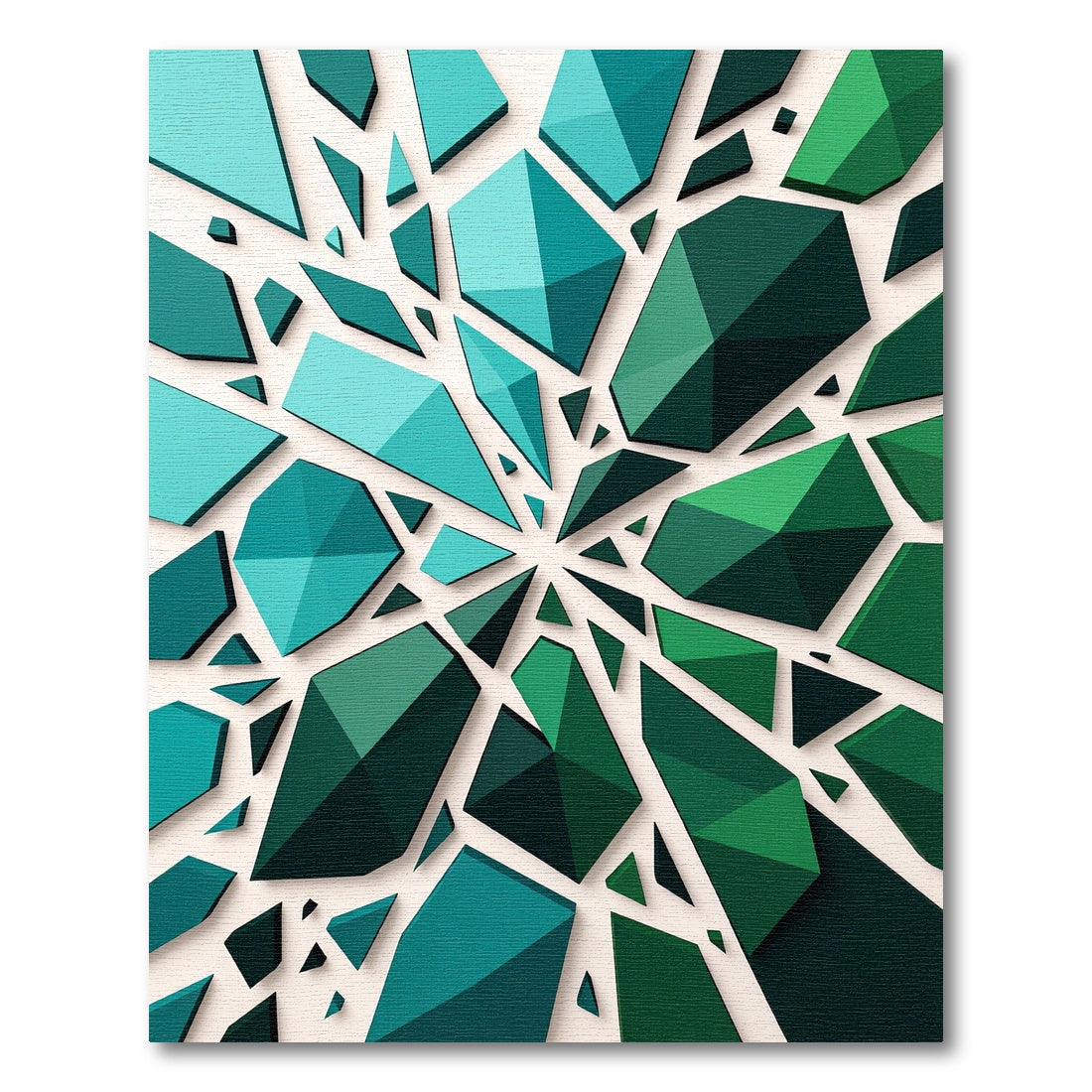 Emerald Geometric Abstract Shards Rug