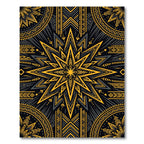 Striking Golden Star Geometric Onyx Decor Rug