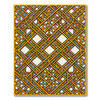 Golden Lattice Geometric Intersecting Linear Art Rug