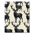 Regal Charcoal Stag Forest Illustration Rug