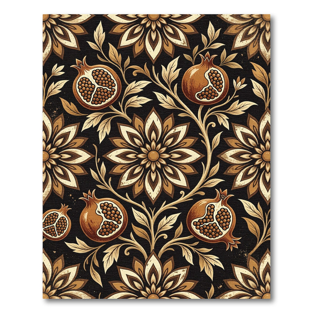 Rich Pomegranate Floral Vine Art Rug