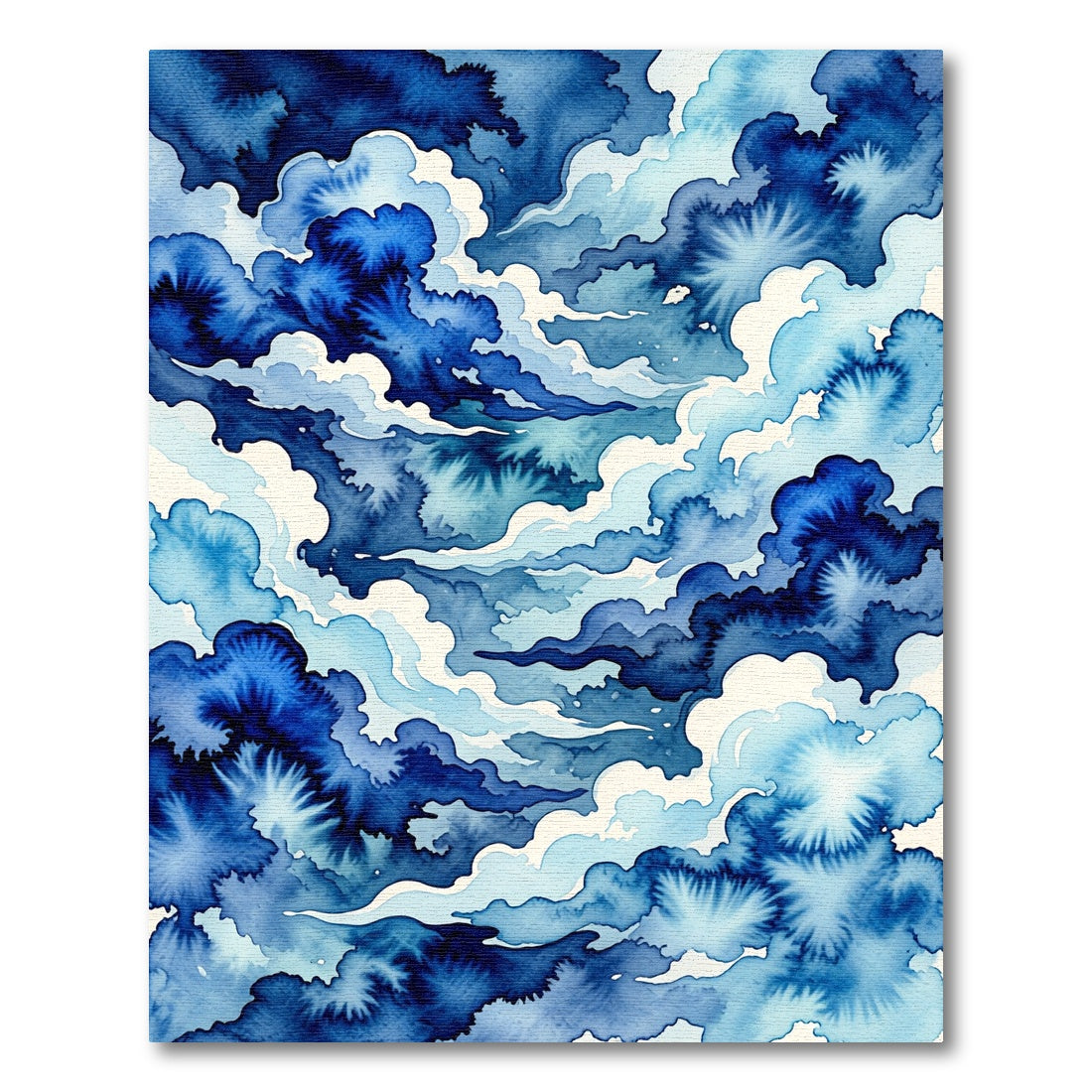 Abstract Indigo Watercolor Storm Cloud Rug