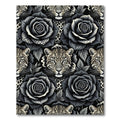 Dark Gray Leopard Rose Collage Rug