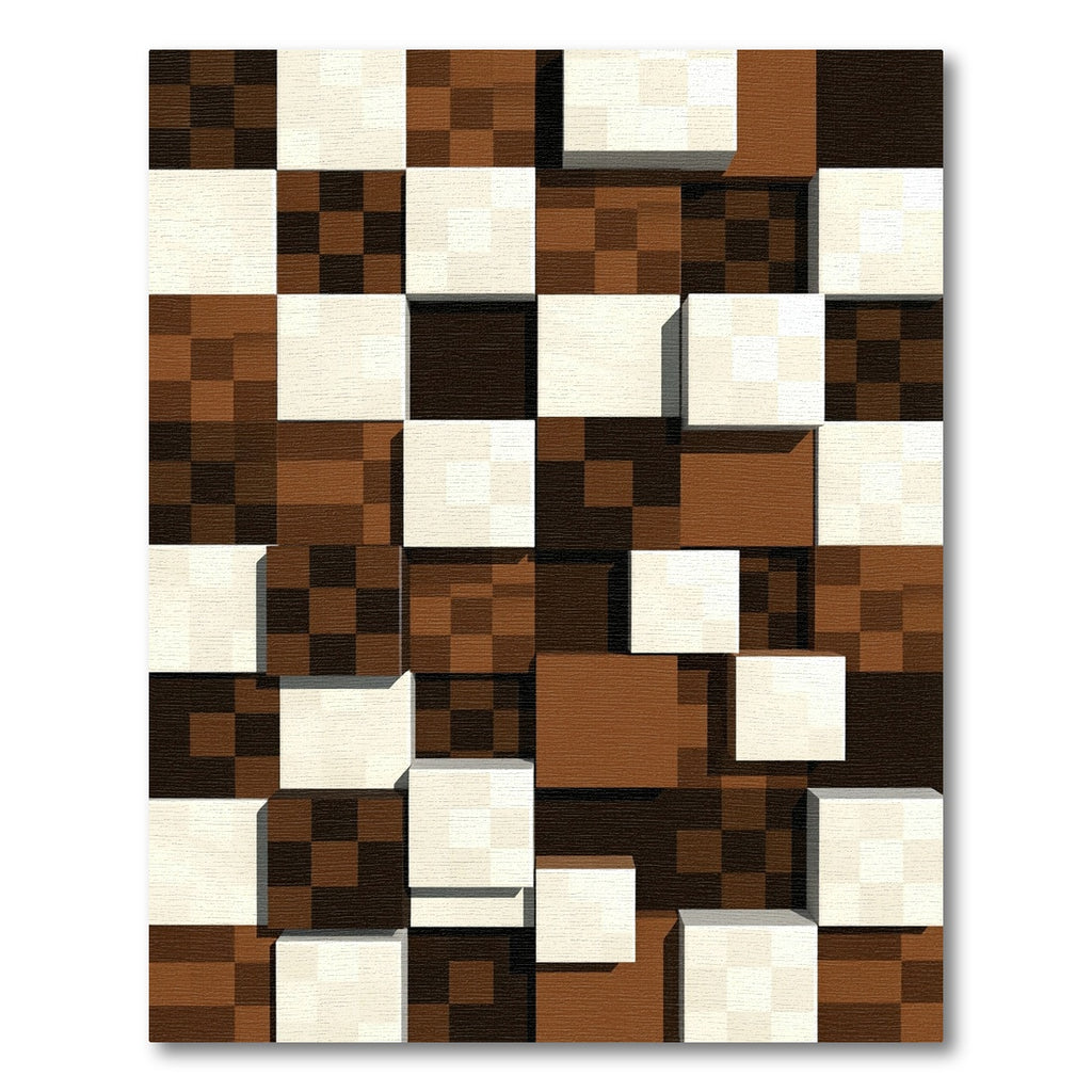 Brown White Tonal Checkerboard Squares Rug