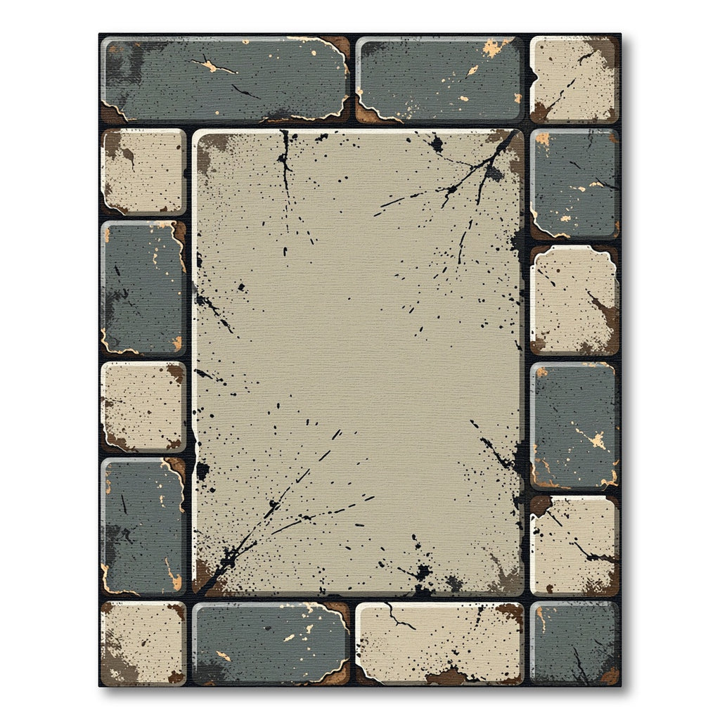 Distressed Grey Tan Concrete Tile Rug