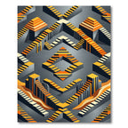 Orange Gray Abstract Geometric Steps Rug