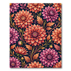 Vibrant Coral Dahlia Botanical Bloom Rug