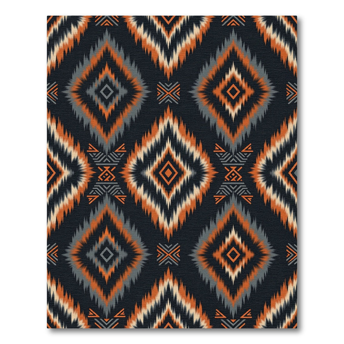 Bold Orange Gray Diamond Ikat Rug