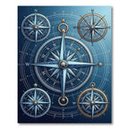 Celestial Blue Nautical Compass Rose Rug