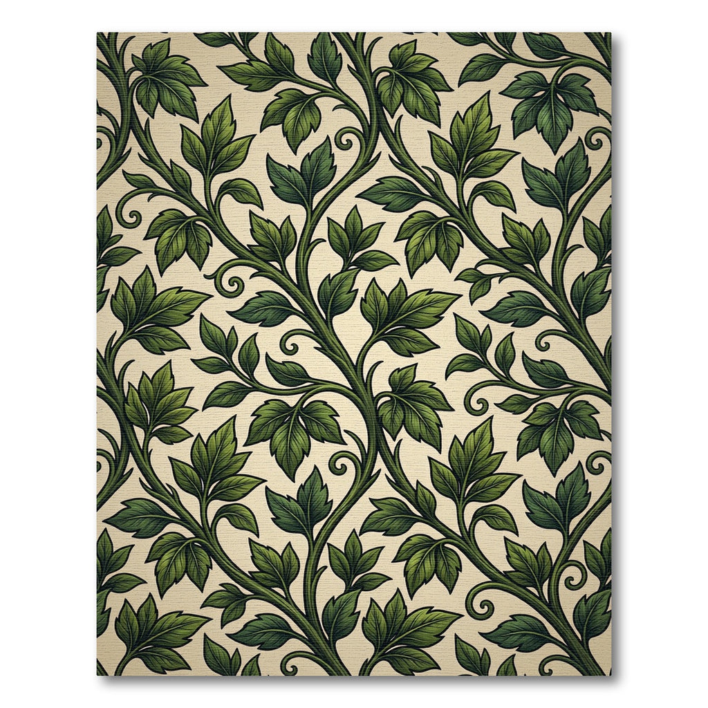 Lush Emerald Leafy Scrollwork Rug