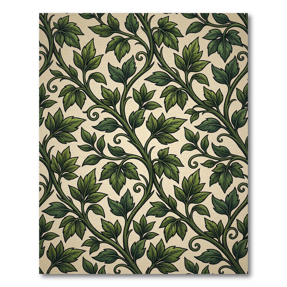 Lush Emerald Leafy Scrollwork Rug