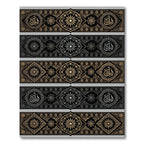 Intricate Gold Black Starburst Medallion Runner Rug