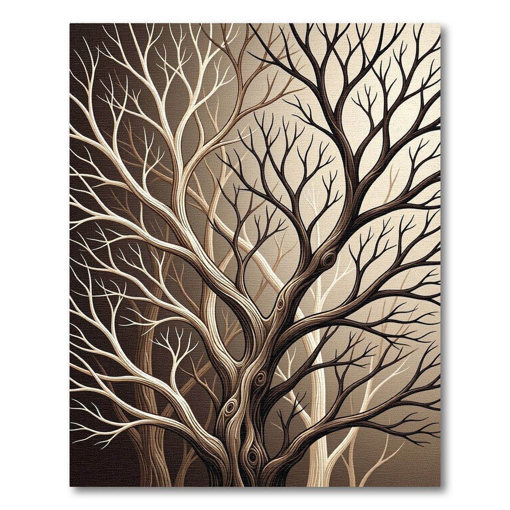 Earthy Brown Branch Abstract Composition Rug