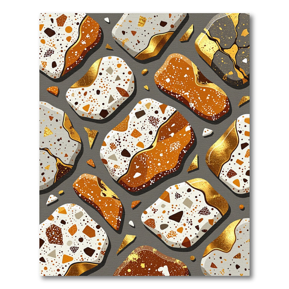 Gold Flecked Terrazzo Pebble Clusters Rug
