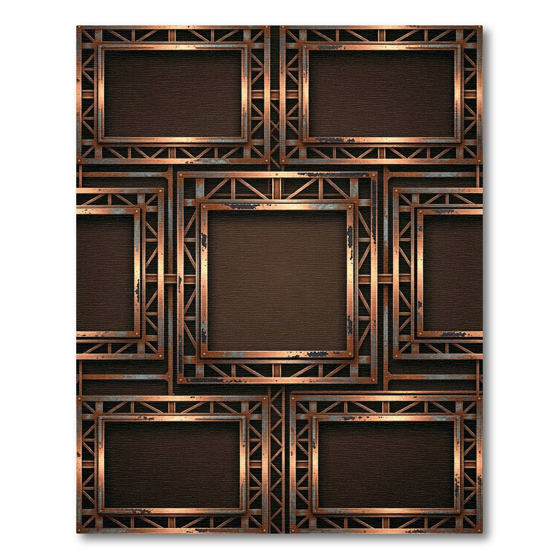 Rustic Copper Industrial Grid Rug